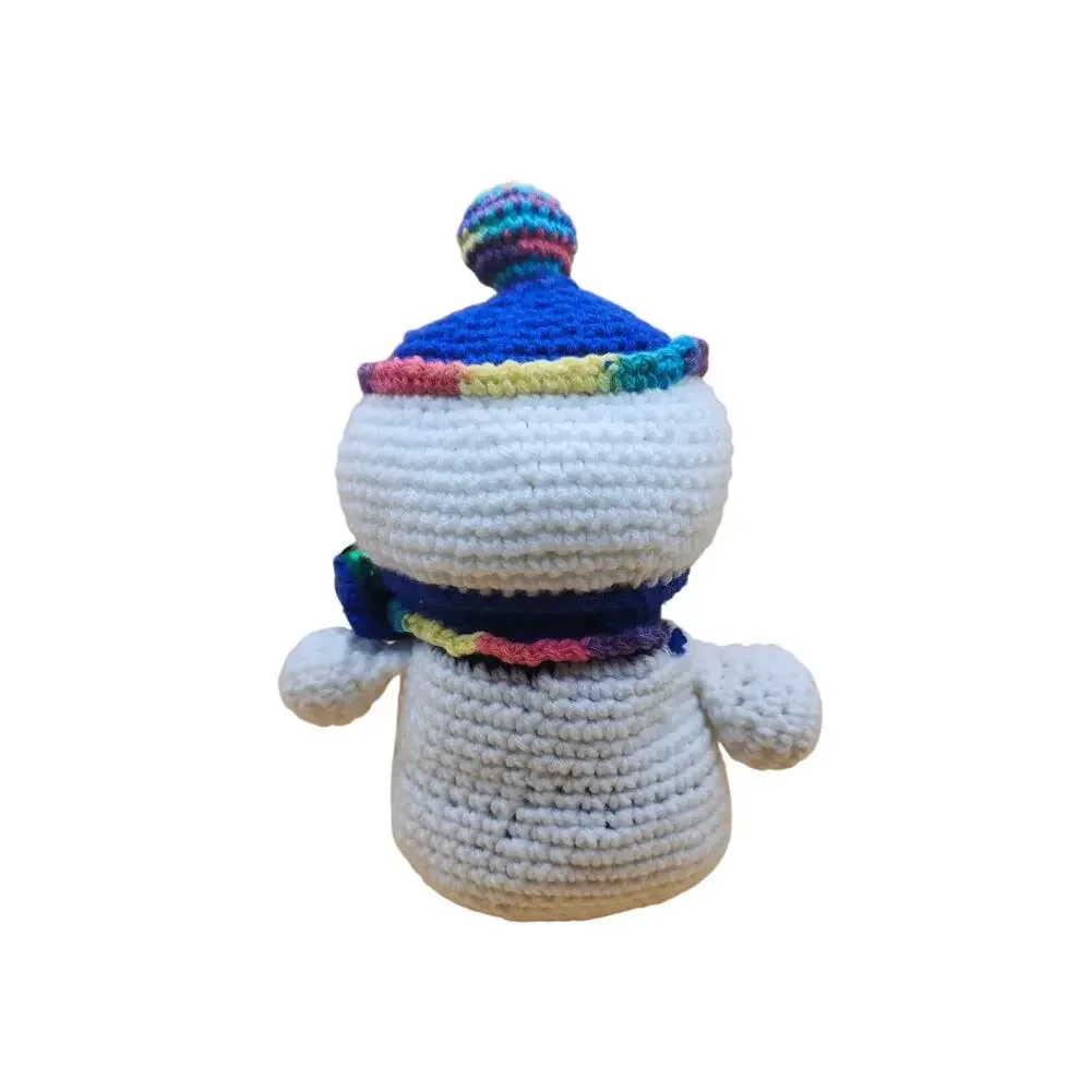 Hand Crocheted Amigurumi Snowman Figure Statuette Trinket Box Storage 9 Inches